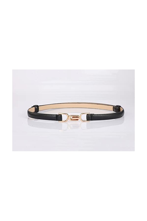 Weenkeey Lot de 2 ceintures fines en cuir avec boucle en métal pour robes, jeans, pantalons - Noir et blanc, noir/blanc, tail