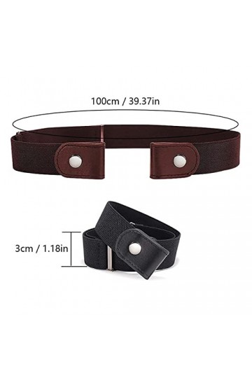 2 Pièces Ceinture Femme Homme Ceinture sans Boucle Élastique Invisible Ceinture pour Jeans Pantalon Robe Ceinture Unisexe Rég