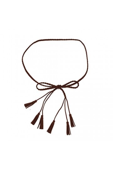 Nanxson Ceinture/Sangle/Corde Lombaire Pour Femme/Fille Tricoté Frangés Mode Réglable 149cm PDW0040 café, 149cm 