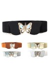 WedDecor pour Femme Extensible Taille Élastique Ceinture, Doré Papillon Boucle avec Diamant Émaillé pour Mode Accessoires, Dé