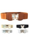 WedDecor pour Femme Extensible Taille Élastique Ceinture, Doré Papillon Boucle avec Diamant Émaillé pour Mode Accessoires, Dé