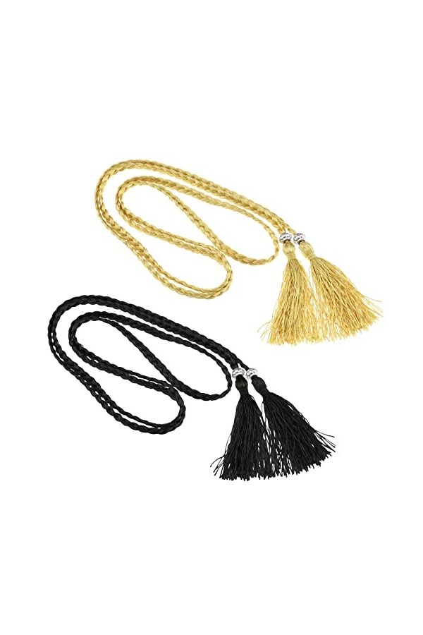 Create idea Lot de 2 ceintures fines tressées pour femme - 165 cm - Pour robe, jupe, pull, vêtements - Ceinture tissée décora