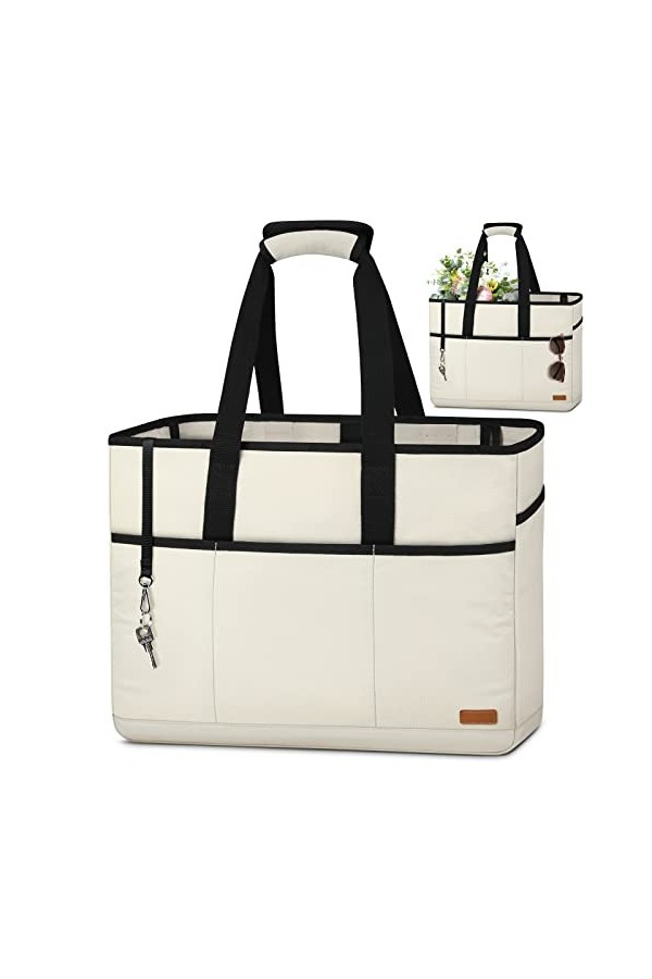 Lubardy Sac de Plage Femme avec 7 Poches Grande Capacité Sac de Plage XXL Extra Large Famille 30L Sacs à Main Cabas pour Plag