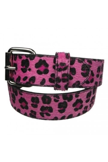 G0027 Ceinture à boutons pression pour homme et femme Imprimé léopard, rose, L