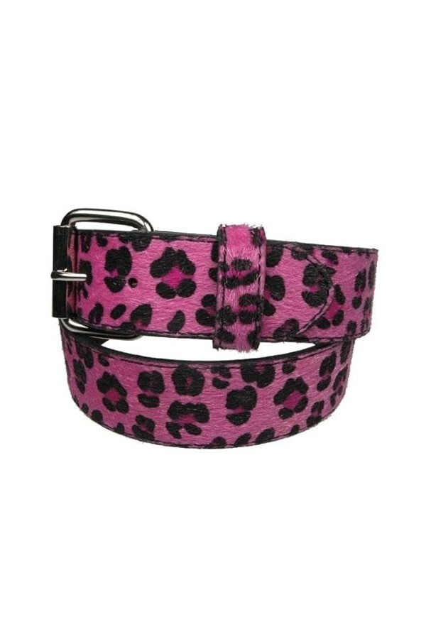 G0027 Ceinture à boutons pression pour homme et femme Imprimé léopard, rose, L