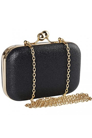 Beautyshow Sac de Soirée Pochette, Women Clutch Bag Mini Evening Bag Pochette de soirée métallique avec Chaîne pour femme Cha