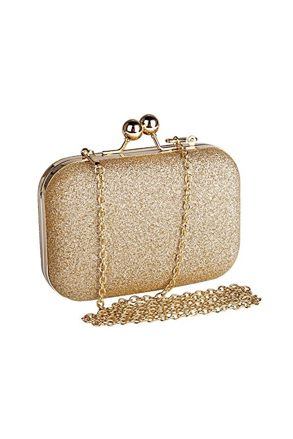 Beautyshow Sac de Soirée Pochette, Women Clutch Bag Mini Evening Bag Pochette de soirée métallique avec Chaîne pour femme Cha