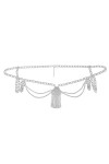 MEGAUK Ceinture en chaîne rétro pour femme - Ceinture en métal à franges - Pour danse du ventre, 07001 Argent, taille unique