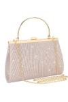 ISEYOU Pochettes et Clutches Femme, Sac de Soirée Plissé Paillettes Brillant avec Détachable Chaîne, Pochette Sacs à Bandouli