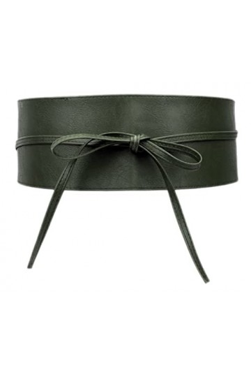 Van Der Rich ® - Ceinture Large Obi Similicuir de Poylurethanne - Femme Khaki,TU 