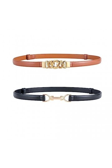 GANMFOYC 2 pcs Ceinture pour femme élégante ceinture élastique ceinture femme Ceinture Femme en cuir avec boucle en métal dor