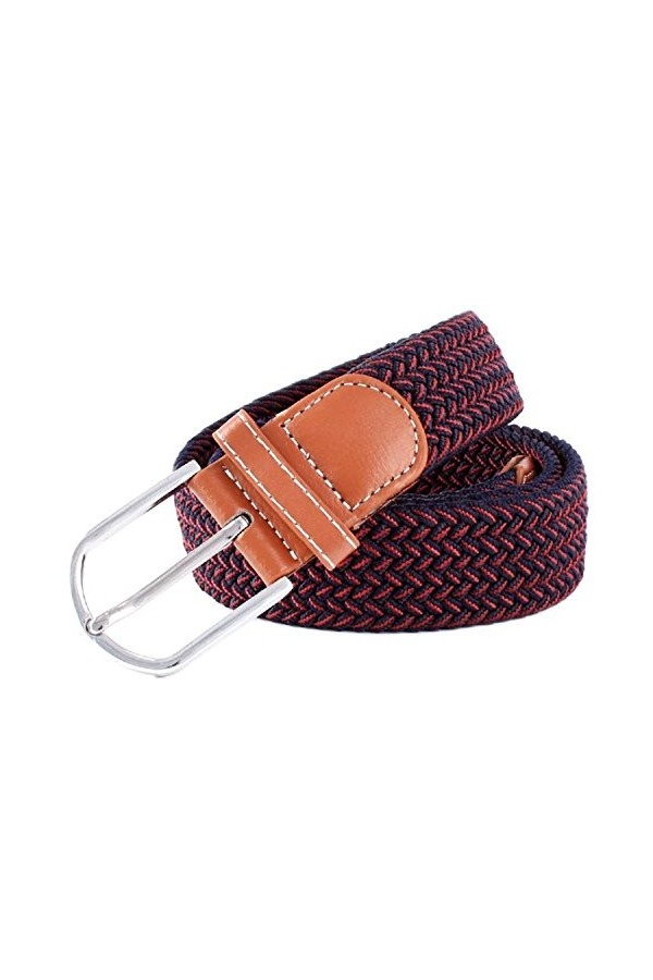 MESHIKAIER Unisexe Ceinture en Tresse Ceinture Élastique et Extensible Ceinture Tressé avec Boucle en PU Cuir 2 Pack 1 