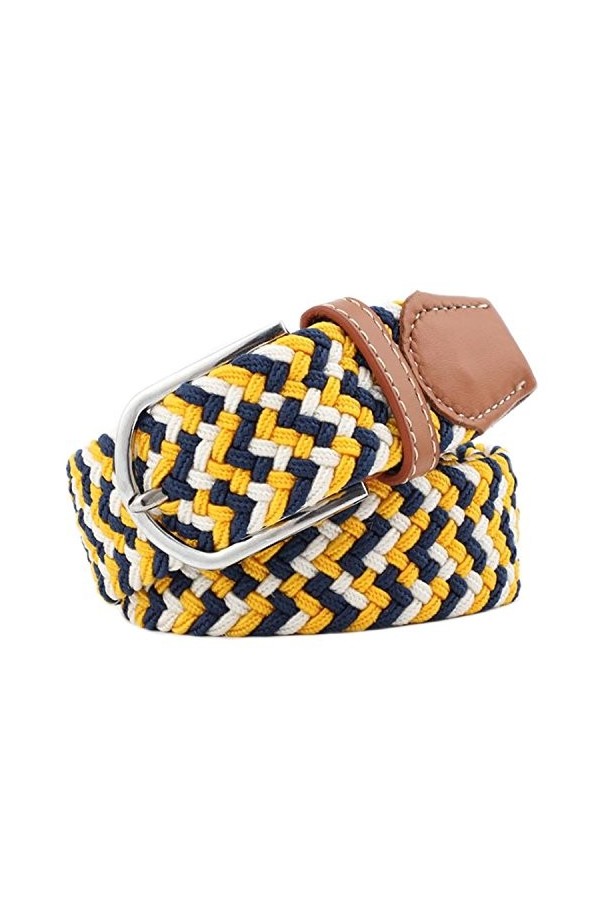 MESHIKAIER Unisexe Ceinture en Tresse Ceinture Élastique et Extensible Ceinture Tressé avec Boucle en PU Cuir 2 Pack 1 