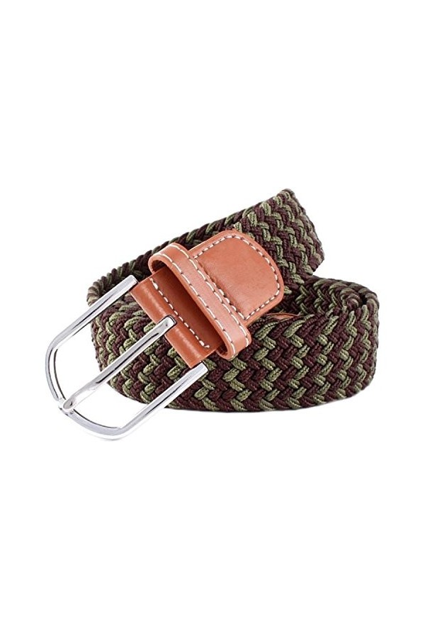 MESHIKAIER Unisexe Ceinture en Tresse Ceinture Élastique et Extensible Ceinture Tressé avec Boucle en PU Cuir 2 Pack 1 