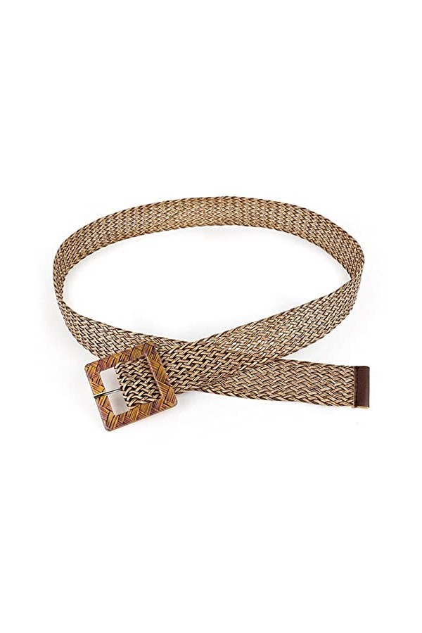 Générique JIUZUI Ceinture tissée Ceintures tressées Ceinture Large Grosse Boucle Robe Ceinture Ceinture réglable pour Femmes 