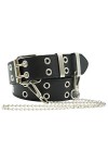 Ro Rox Rudie Gothique Goth Grunge Punk Ceinture avec Boucle Carrée et Chaîne - Noir M 