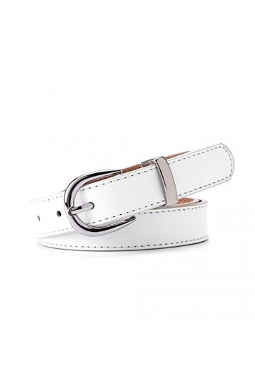 Ceinture en cuir pour dames avec boucle en alliage Jeans habillées Courroies 90-115cm Accessoires Jeans, blanche, 110cm