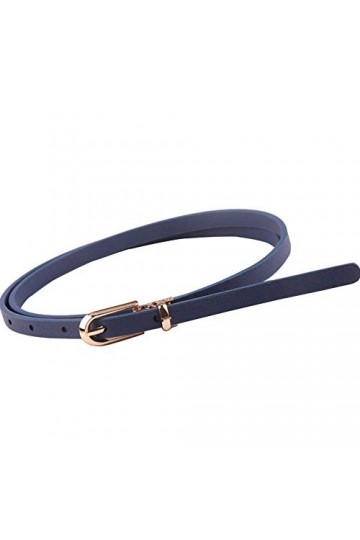 Zonfer Ceinture Fine Des Femmes Couleur Unie Svelte Mince Ceinture En Cuir Ceinture Sangle Pour Robe Paints Décor Casual ros