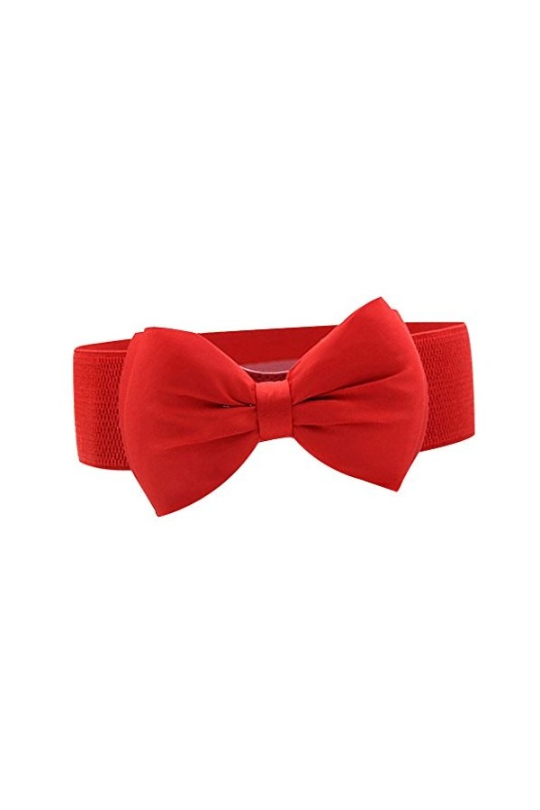 Femmes Mode Bowknot Arc Large Ceinture Extensible Boucle Serre Taille élastique - Rouge