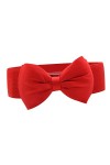 Femmes Mode Bowknot Arc Large Ceinture Extensible Boucle Serre Taille élastique - Rouge