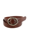 CTM Ceinture à boucle centrale pour femme avec imprimé croco - Noir - Large