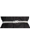Ceinture élastique avec perles et strass pour femme - Argenté - Medium