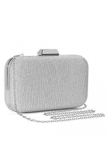 UBORSE Sac de Soirée Pochette Mariage Sac à Main Femme en Bandoulière Chaîne Démontable Superbe Cadeau pour Fête Argent-1 