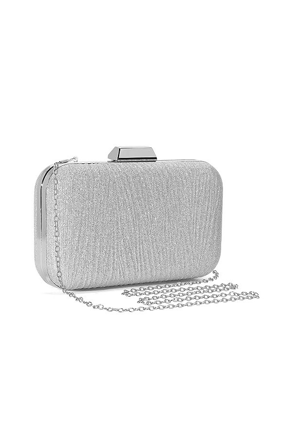 UBORSE Sac de Soirée Pochette Mariage Sac à Main Femme en Bandoulière Chaîne Démontable Superbe Cadeau pour Fête Argent-1 
