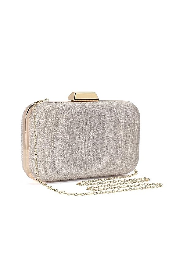 UBORSE Sac de Soirée Pochette Mariage Sac à Main Femme en Bandoulière Chaîne Démontable Superbe Cadeau pour Fête Argent-1 