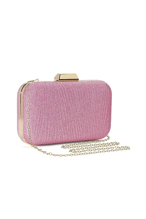 UBORSE Sac de Soirée Pochette Mariage Sac à Main Femme en Bandoulière Chaîne Démontable Superbe Cadeau pour Fête Argent-1 