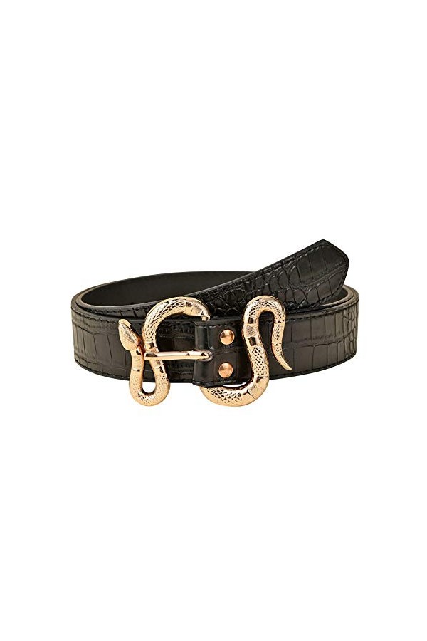 OIUHJN Ceinture fine avec boucle serpent pour femme, Noir , taille unique