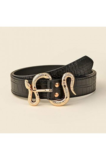 OIUHJN Ceinture fine avec boucle serpent pour femme, Noir , taille unique