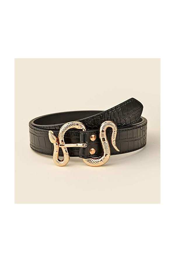 OIUHJN Ceinture fine avec boucle serpent pour femme, Noir , taille unique