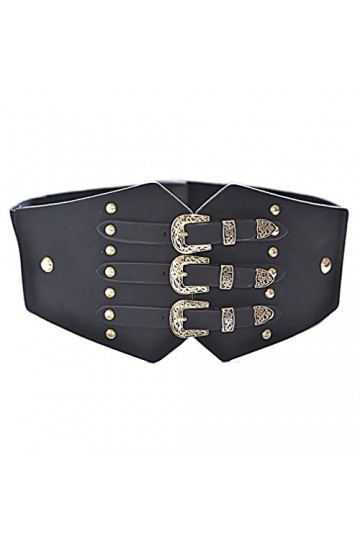 Jungerhouse Large Élastique Vintage Ceintures Femmes Steampunk Corset Taille Ceinture Noir 