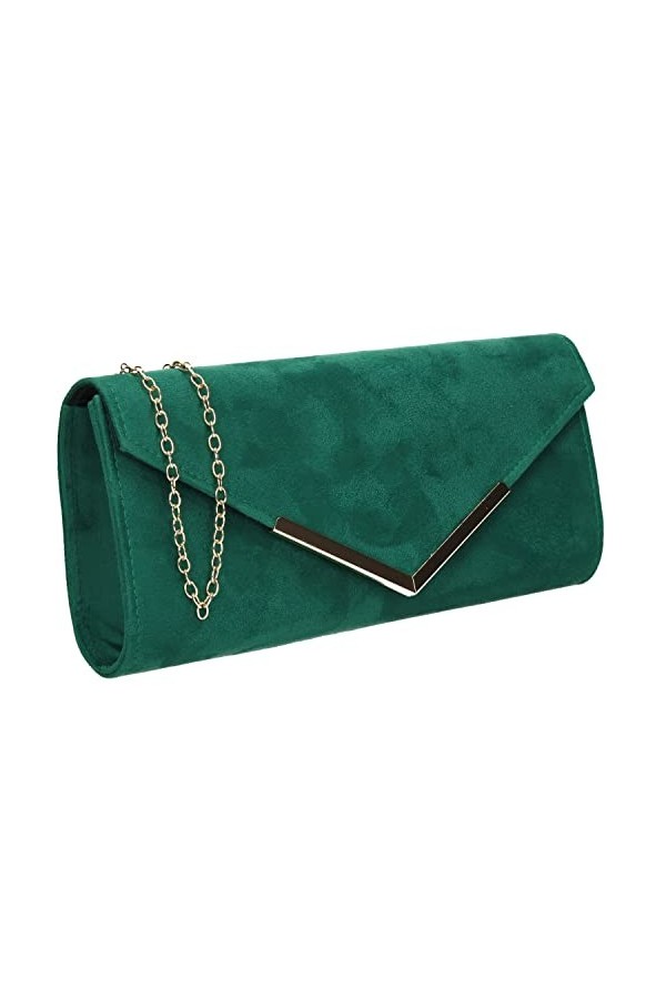 SWANKYSWANS Leona Pochette en daim synthétique, Vert, Taille unique