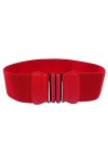 Gazechimp Femme Ceinture Elastique Mode en Cuir Artificiel avec Large Boucle Accessoire Coloré pr Robe - Rouge, Taille unique