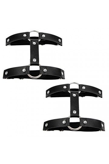 2PCS Réglable élasticité Jambe Harnais, Jarretelles de Jambe,Coeur Gothique Jarretière Anneau,Punk, Ceinture Porte-jarretelle