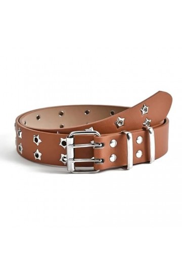 1PC Star Eye Rivet Celt Goth Style Double broche Pu Pu Leir Waistband Punk Style Belt For Jeans, Accessoires de vêtements