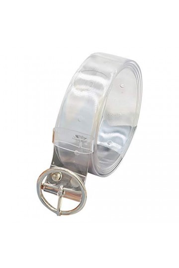 MMOOVV Ceinture transparente en jean pour femme - Large ceinture transparente en forme de cœur - 115 cm - Beige - Taille uniq