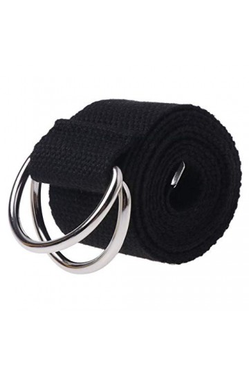 Gwxevce Adolescent Garçons Filles Étudiants Double Anneau Boucle Ceinture Toile Couleur Unie