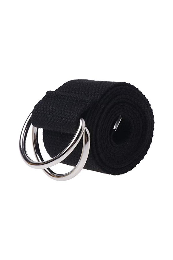 Gwxevce Adolescent Garçons Filles Étudiants Double Anneau Boucle Ceinture Toile Couleur Unie