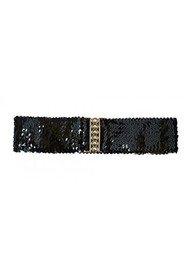 Sucre Belts® - Ceinture élastique à sequins pour femme - Noir - Noir ,
