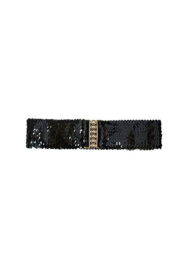 Sucre Belts® - Ceinture élastique à sequins pour femme - Noir - Noir ,