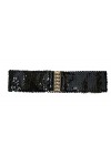 Sucre Belts® - Ceinture élastique à sequins pour femme - Noir - Noir ,