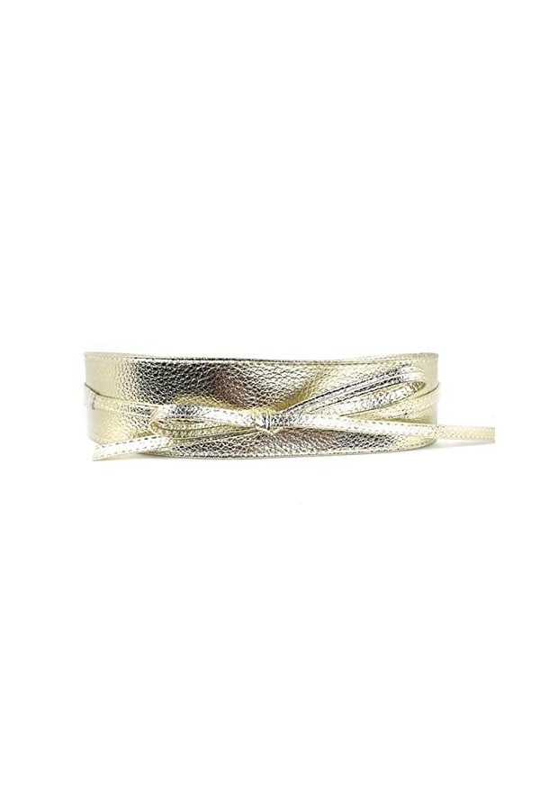 Tainrunse Ceinture large pour femme - Couleur unie - Nœud en cuir synthétique - Accessoire de mode, beige, S