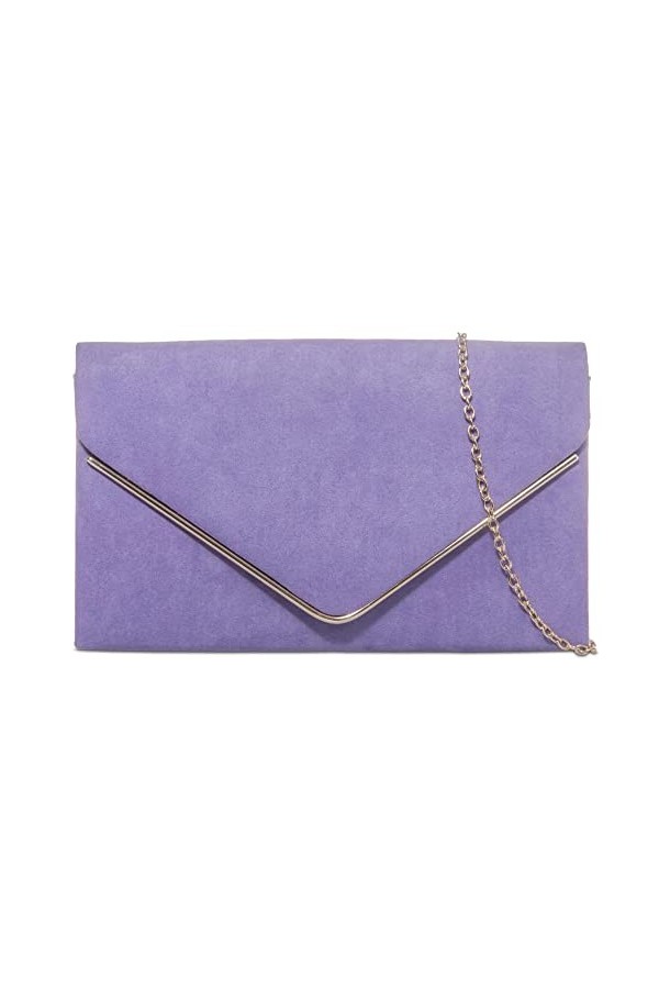 fi9 Sac à main en daim uni pour femme, lilas, medium