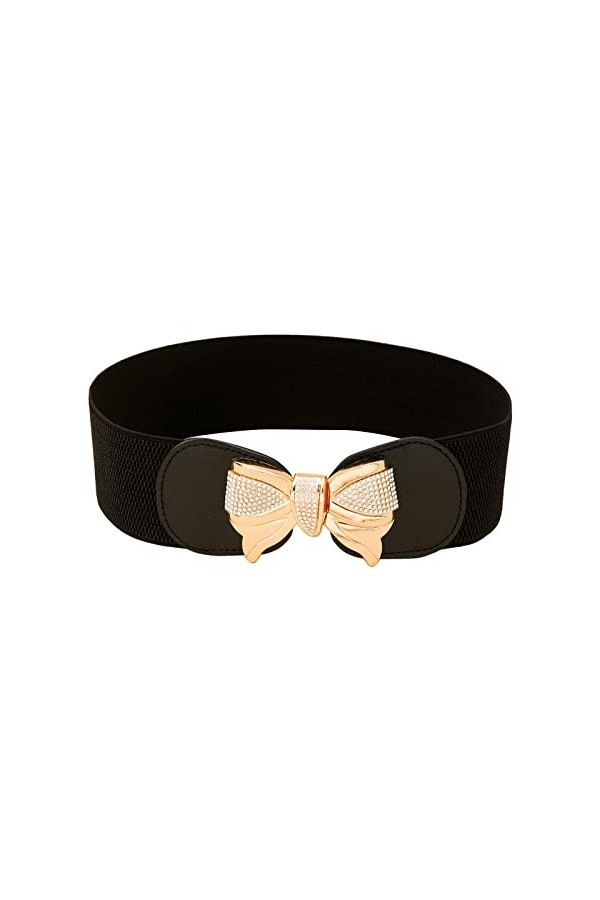 Ceinture extensible pour femmes pour robes Ceinture large élastique vintage Ceinture Noir Et Blanc Brown-A, One Size 