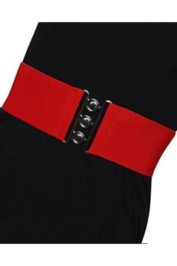 Ro Rox Large Ceinture Vintage Rétro Élastiquée Pour Femmes - Taille 46-52 - Rouge - L