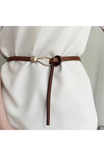 LEEQBCR 1 pièce ceinture pour femme réglable ceinture fine ceinture de nœud en cuir de mode pour robe pull manteau fit marron