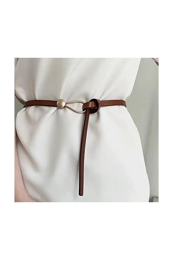 LEEQBCR 1 pièce ceinture pour femme réglable ceinture fine ceinture de nœud en cuir de mode pour robe pull manteau fit marron